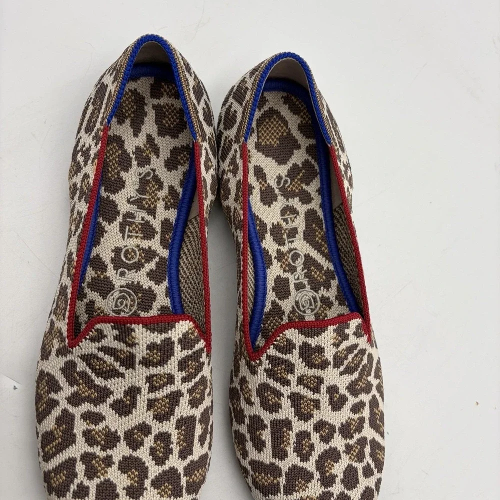 Retired Rothy's Mocha Spot Loafer Flats Womens 7.5 Leopard Knit Slip On‎